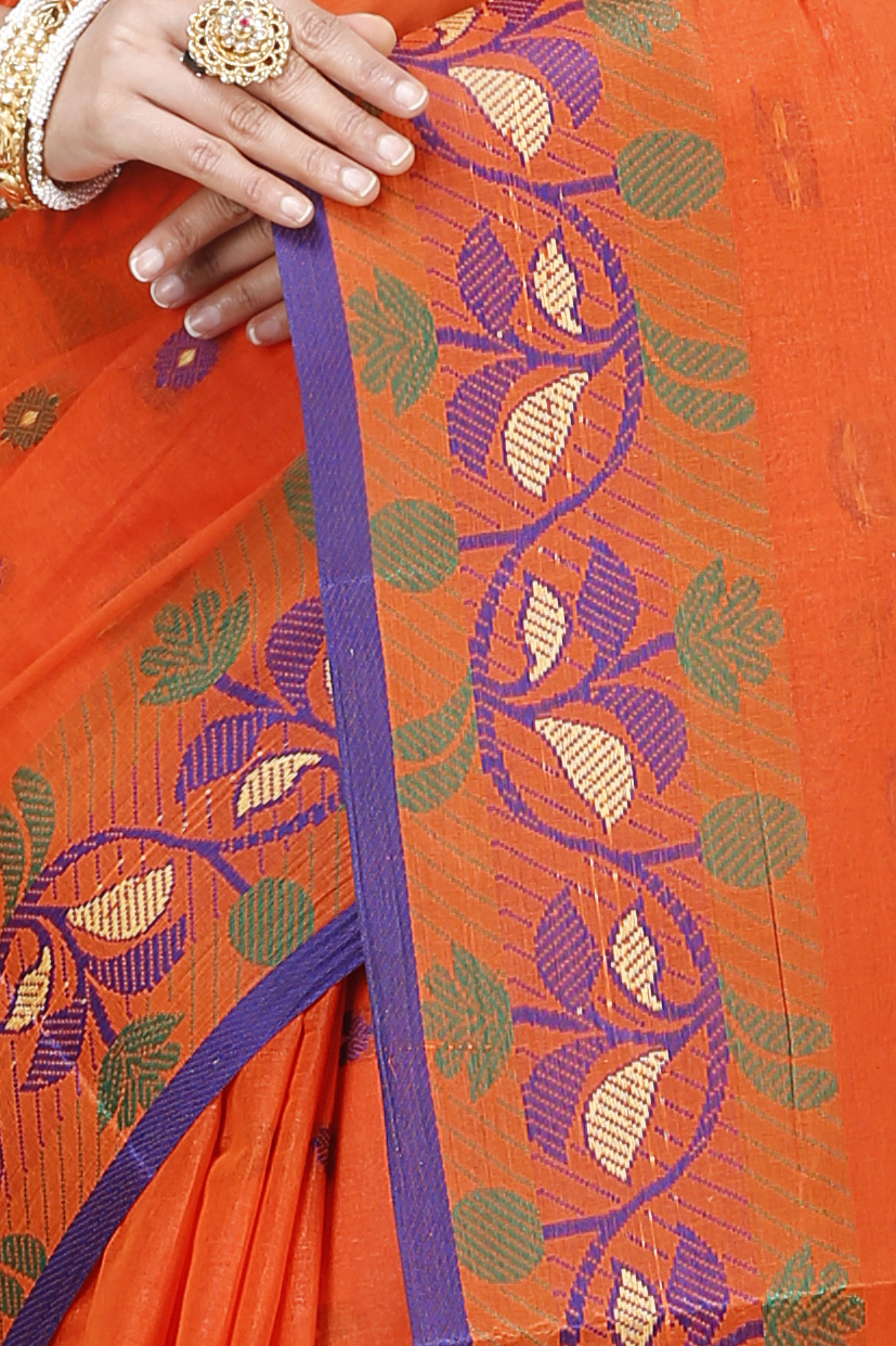Orange Pure Cotton Govindi Tant Saree (937)
